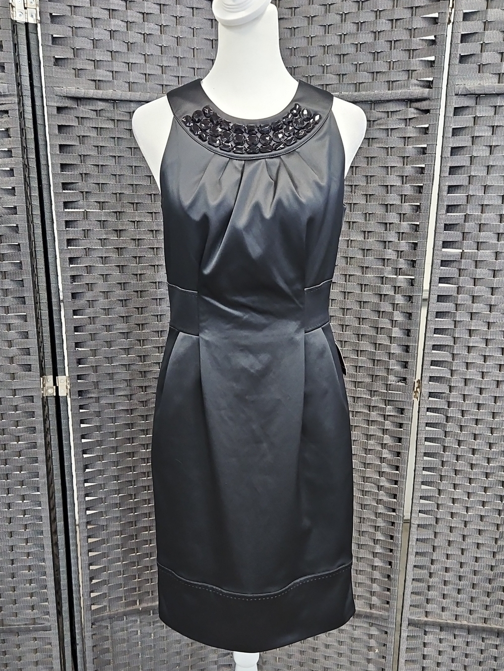 NWT Size 2 Black High Neck Sleeveless Satin Cocktail Dress by The Limited